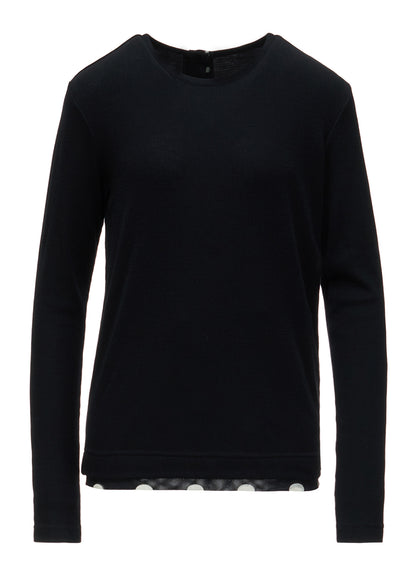 DOT PRINT TULLE ROUND NECK T-SHIRT