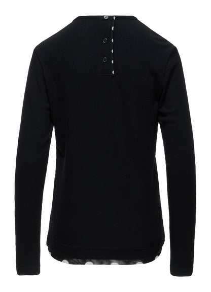DOT PRINT TULLE ROUND NECK T-SHIRT