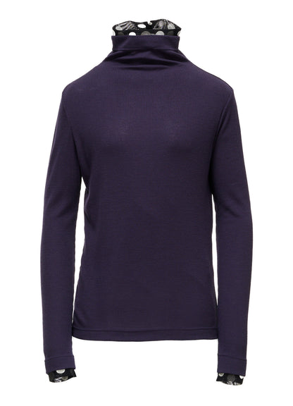 DOT PRINT TULLE HIGH NECK T-SHIRT