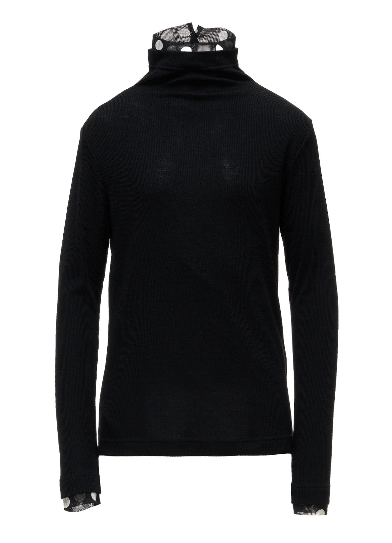 DOT PRINT TULLE HIGH NECK T-SHIRT