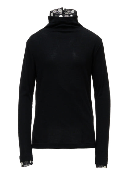 DOT PRINT TULLE HIGH NECK T-SHIRT