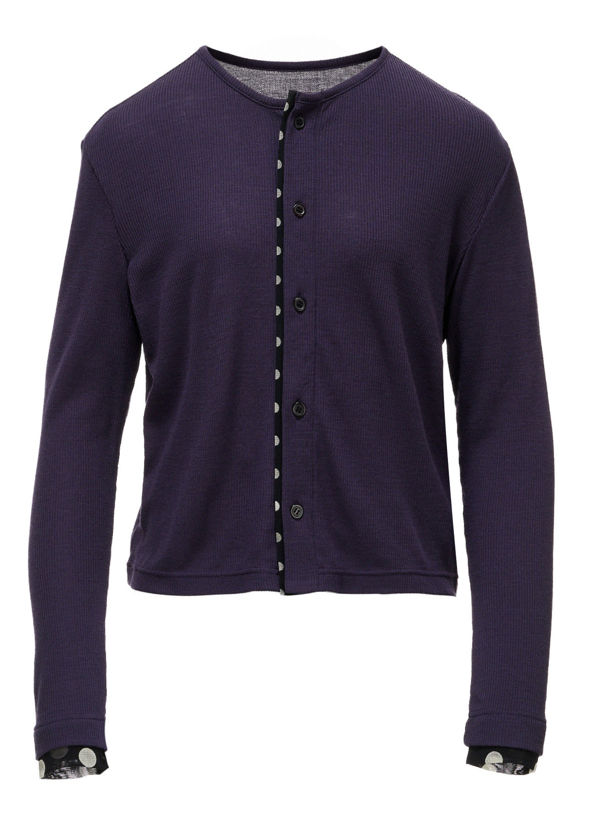 DOT PRINT TULLE ROUND NECK CARDIGAN
