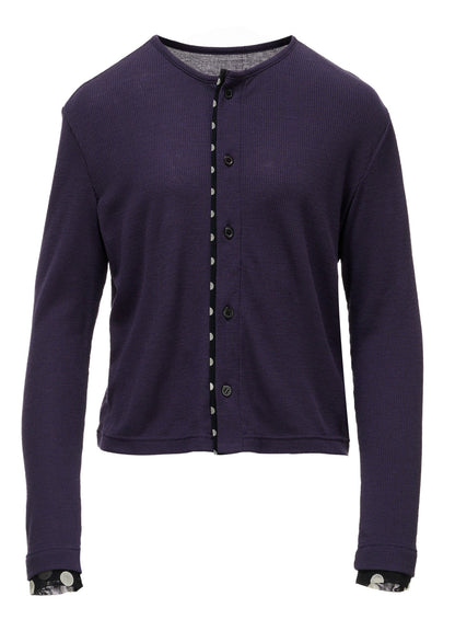 DOT PRINT TULLE ROUND NECK CARDIGAN