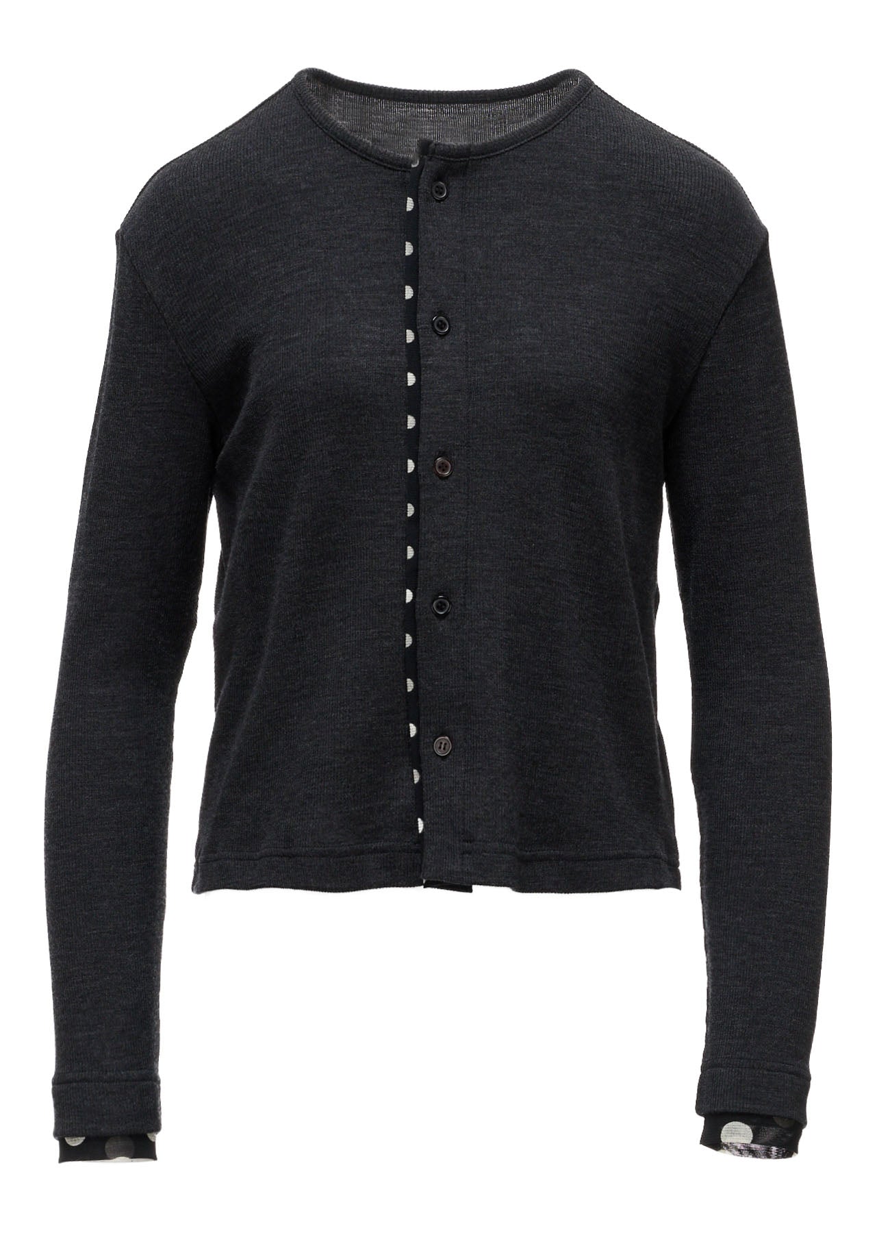 DOT PRINT TULLE ROUND NECK CARDIGAN