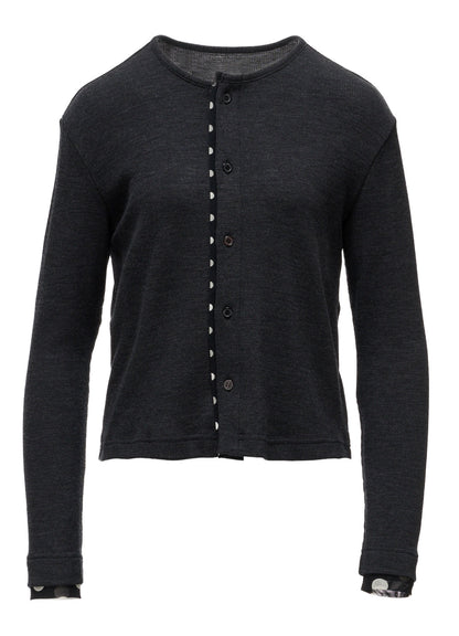 DOT PRINT TULLE ROUND NECK CARDIGAN