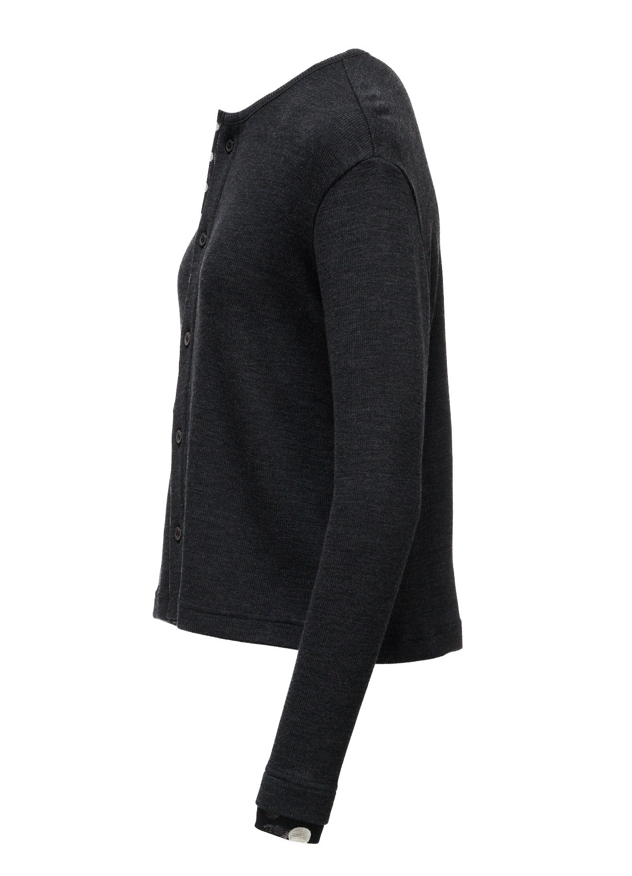 DOT PRINT TULLE ROUND NECK CARDIGAN