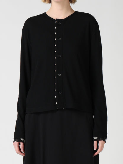 DOT PRINT TULLE ROUND NECK CARDIGAN