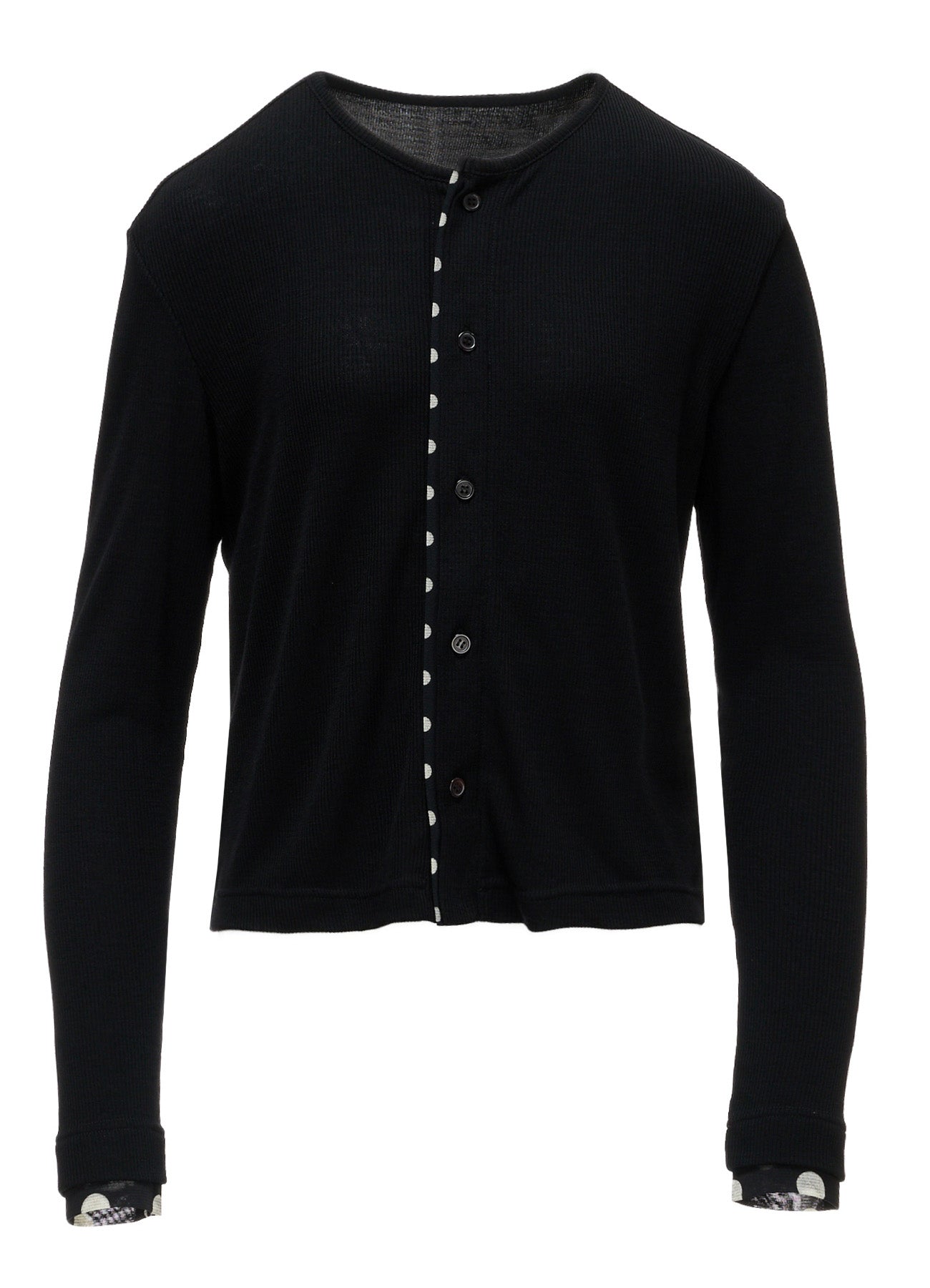 DOT PRINT TULLE ROUND NECK CARDIGAN