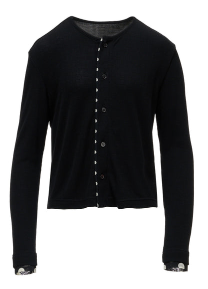 DOT PRINT TULLE ROUND NECK CARDIGAN