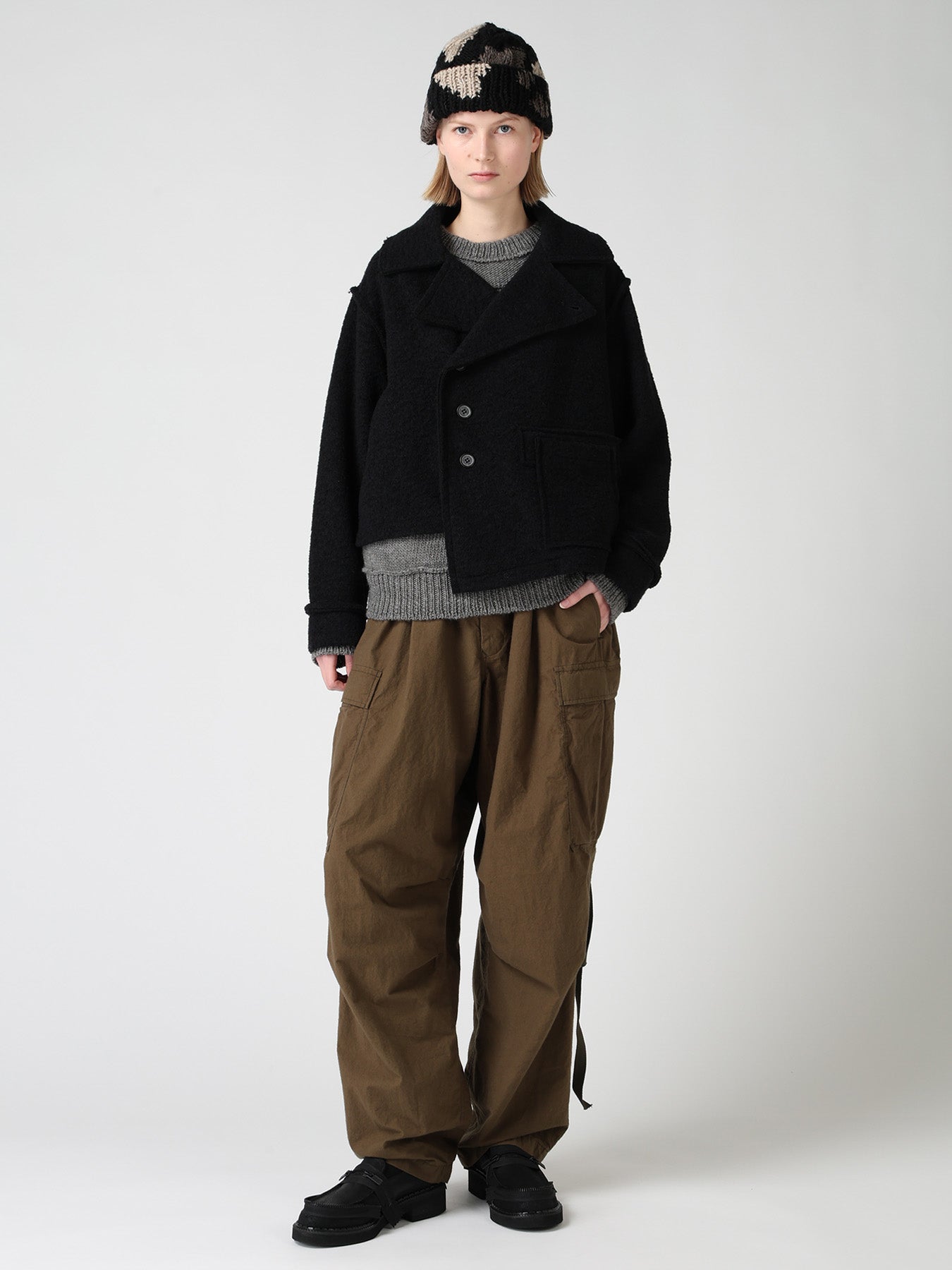 WOOL BLEND BOUCLÉ SHORT JACKET – THE SHOP YOHJI YAMAMOTO