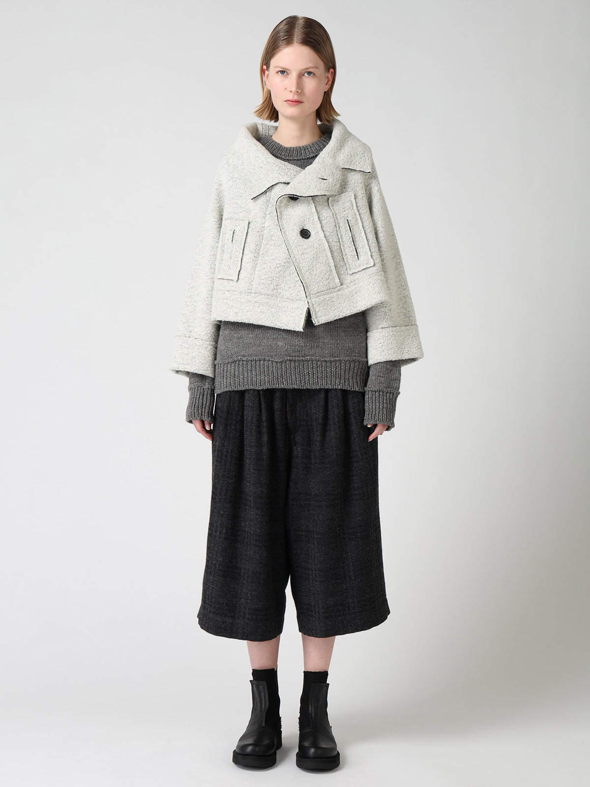 WOOL BLEND BOUCLÉ 3-BUTTON JACKET