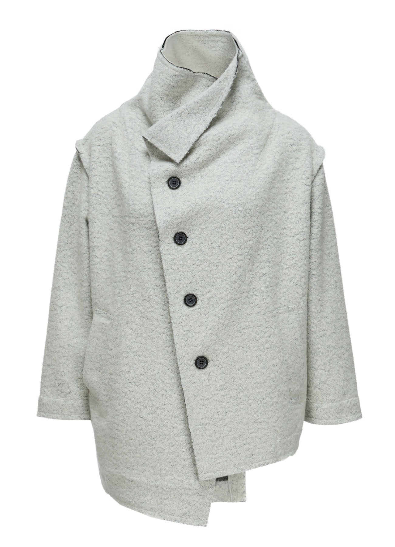 WOOL BLEND BOUCLÉ OFF-NECK JACKET – THE SHOP YOHJI YAMAMOTO