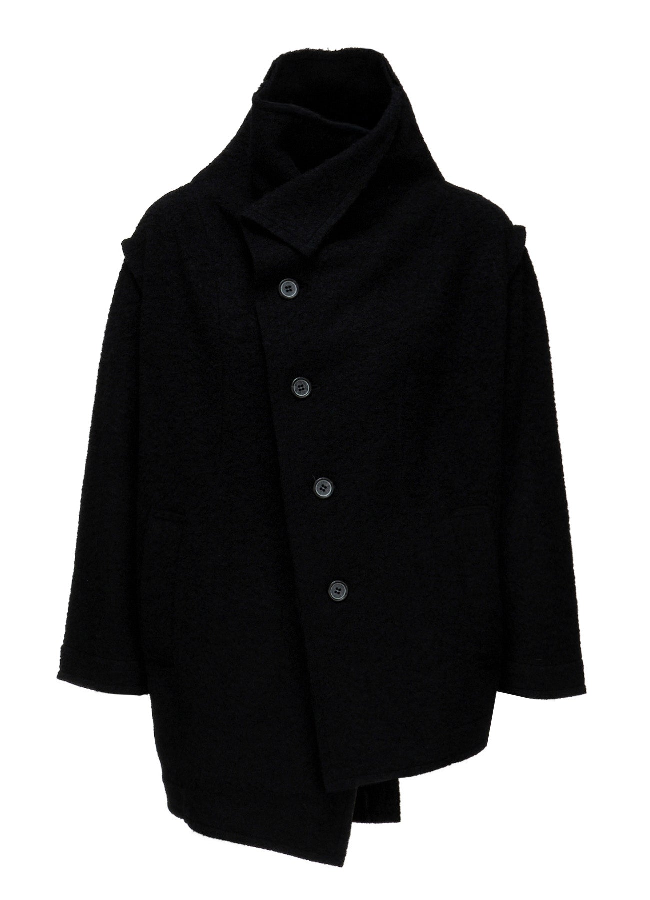 WOOL BLEND BOUCLÉ OFF-NECK JACKET – THE SHOP YOHJI YAMAMOTO