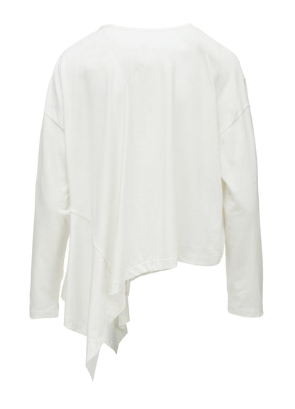SUVIN JERSEY ASYMMETRIC ROUND NECK T-SHIRT