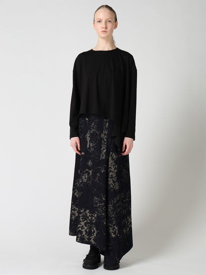 SUVIN JERSEY ASYMMETRIC ROUND NECK T-SHIRT