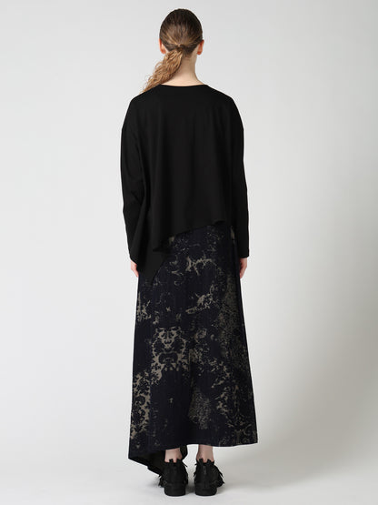 SUVIN JERSEY ASYMMETRIC ROUND NECK T-SHIRT