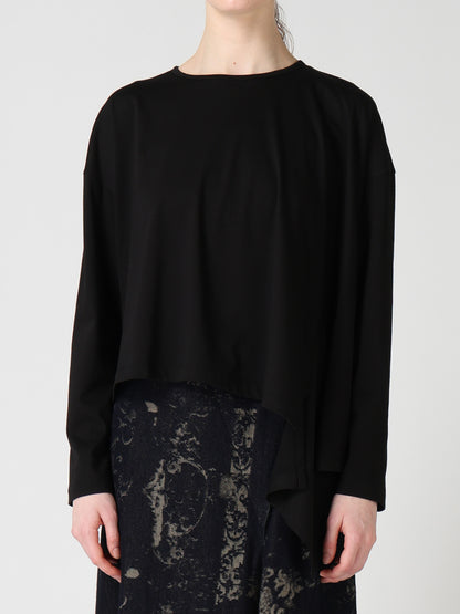SUVIN JERSEY ASYMMETRIC ROUND NECK T-SHIRT
