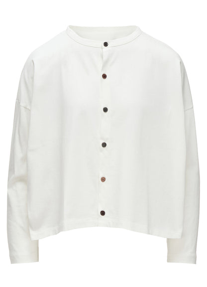 SUVIN JERSEY SHORT ROUND NECK CARDIGAN