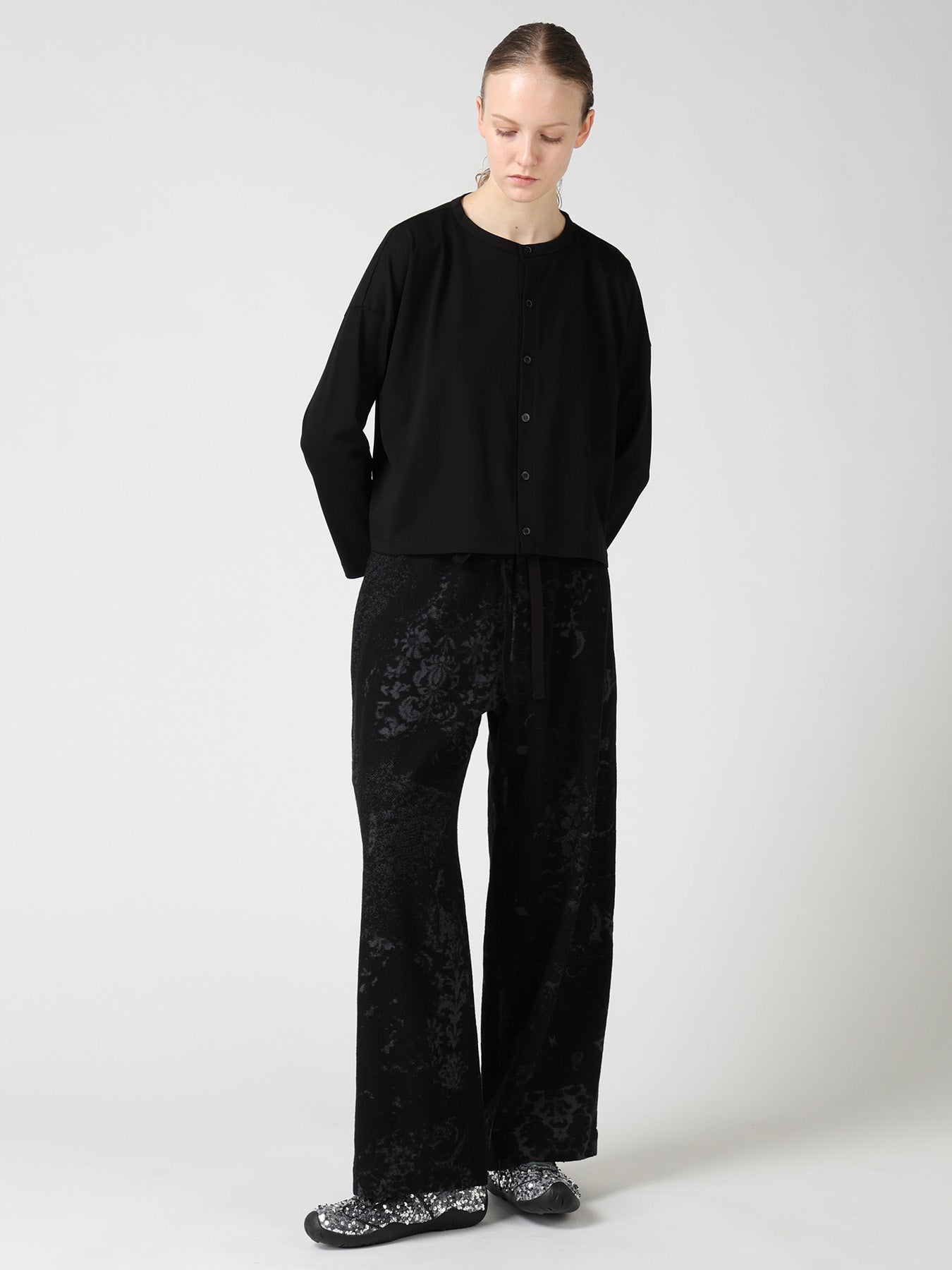 SUVIN JERSEY SHORT ROUND NECK CARDIGAN