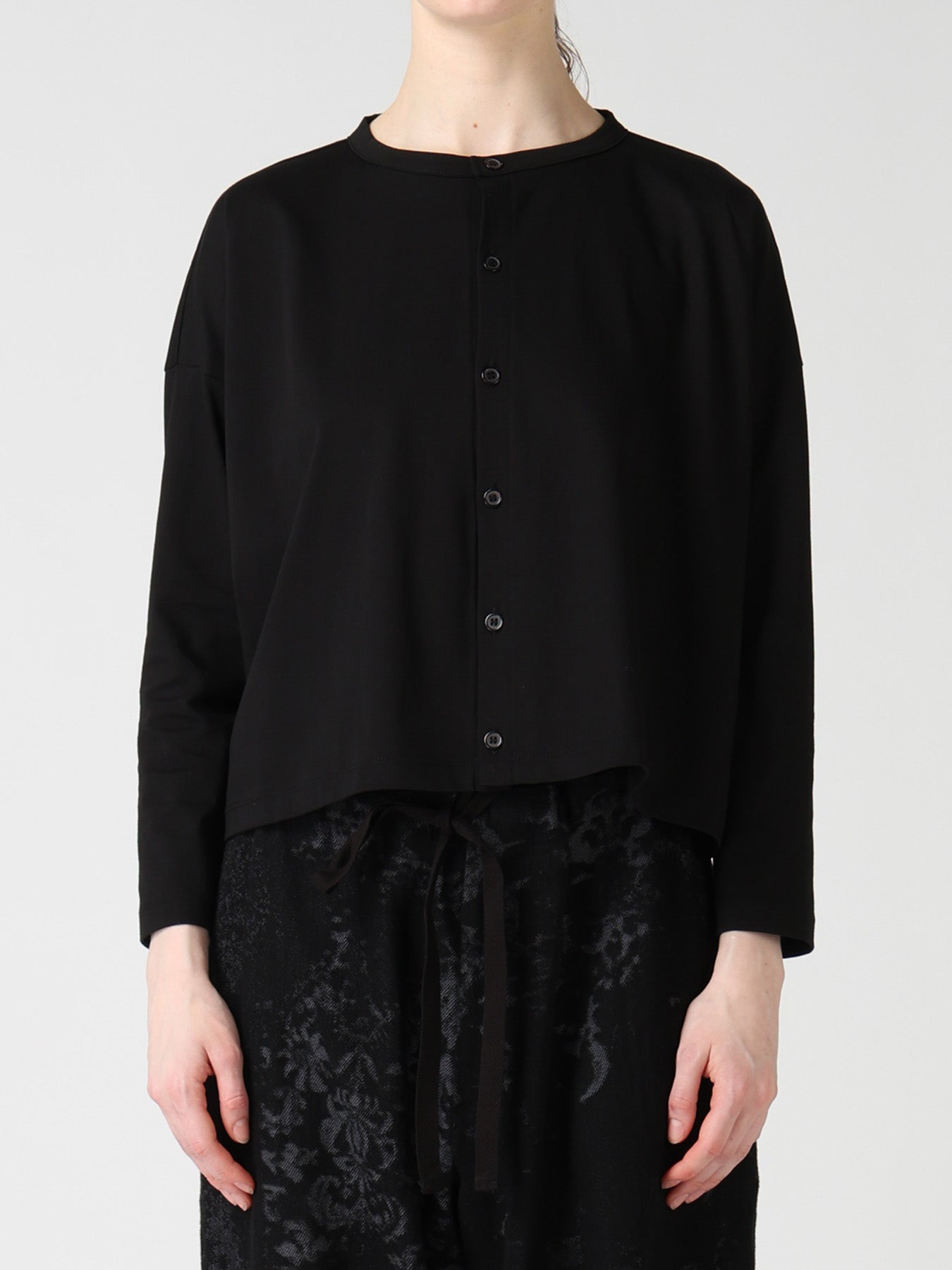 SUVIN JERSEY SHORT ROUND NECK CARDIGAN