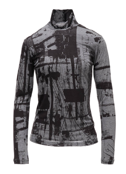 "DESOLATE CITY" JERSEY LONG SLEEVE HIGH NECK T-SHIRT