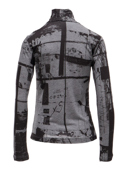 "DESOLATE CITY" JERSEY LONG SLEEVE HIGH NECK T-SHIRT