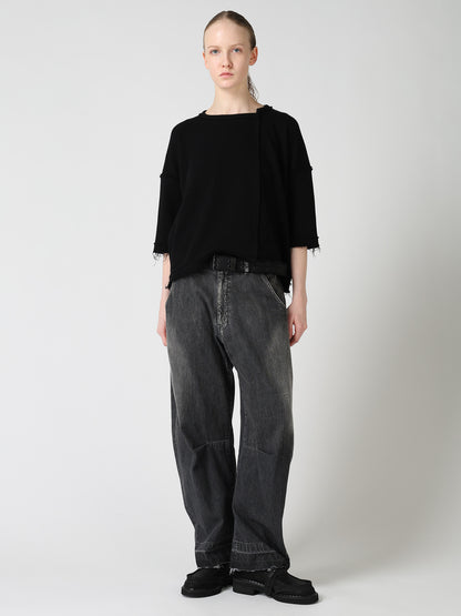 FRENCH TERRY ROUND NECK UNEVEN T-SHIRT