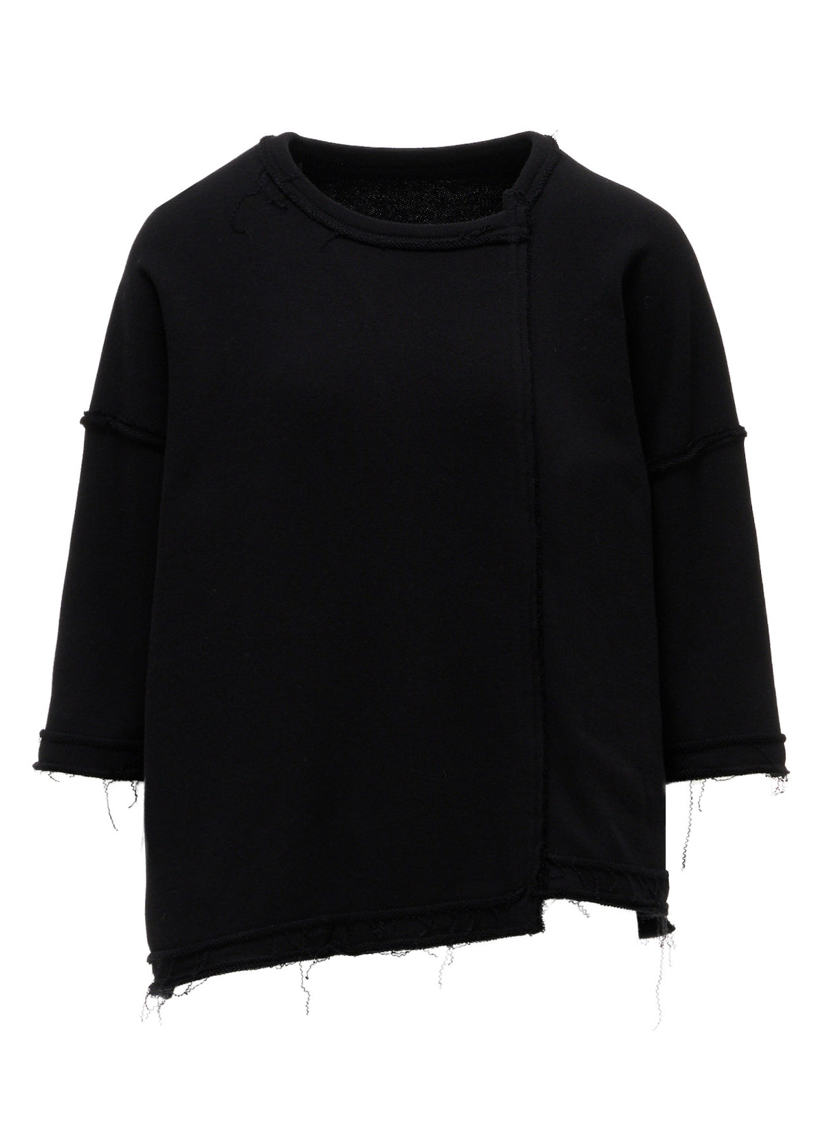 FRENCH TERRY ROUND NECK UNEVEN T-SHIRT