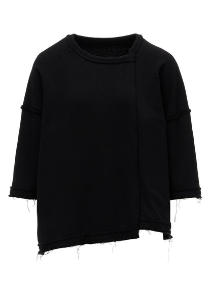 FRENCH TERRY ROUND NECK UNEVEN T-SHIRT
