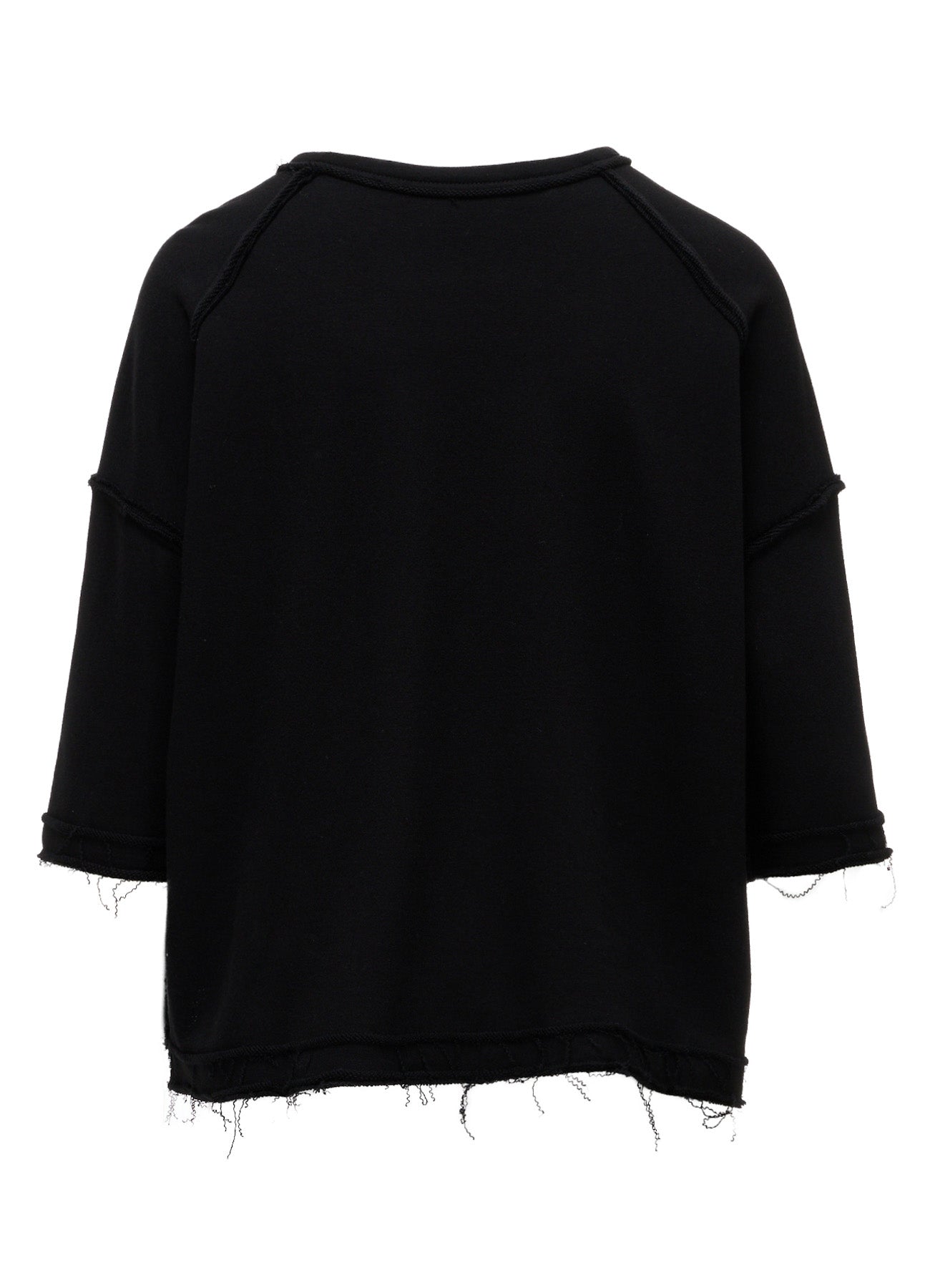 FRENCH TERRY ROUND NECK UNEVEN T-SHIRT