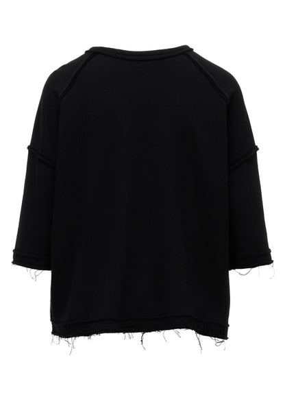 FRENCH TERRY ROUND NECK UNEVEN T-SHIRT