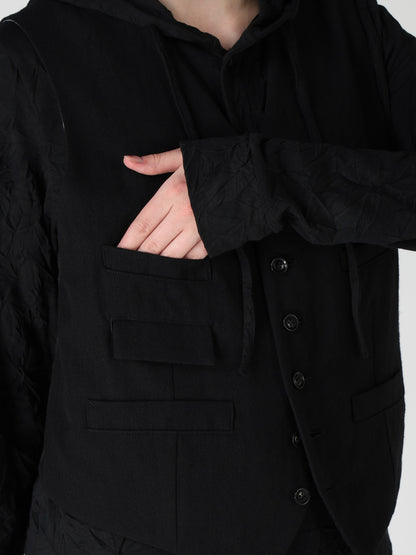 HERRINGBONE COLLARLESS VEST