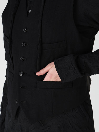 HERRINGBONE COLLARLESS VEST