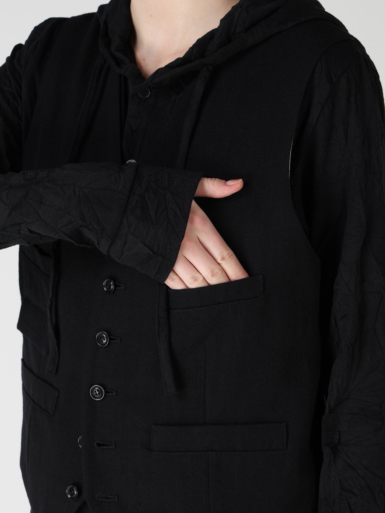 HERRINGBONE COLLARLESS VEST – THE SHOP YOHJI YAMAMOTO
