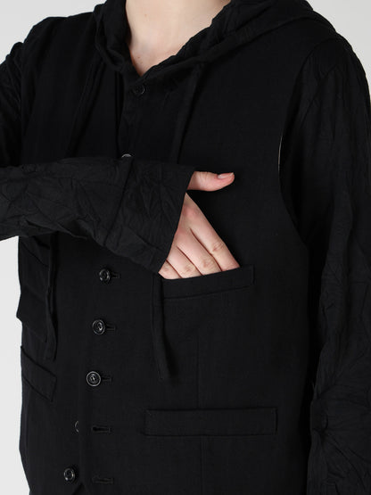 HERRINGBONE COLLARLESS VEST