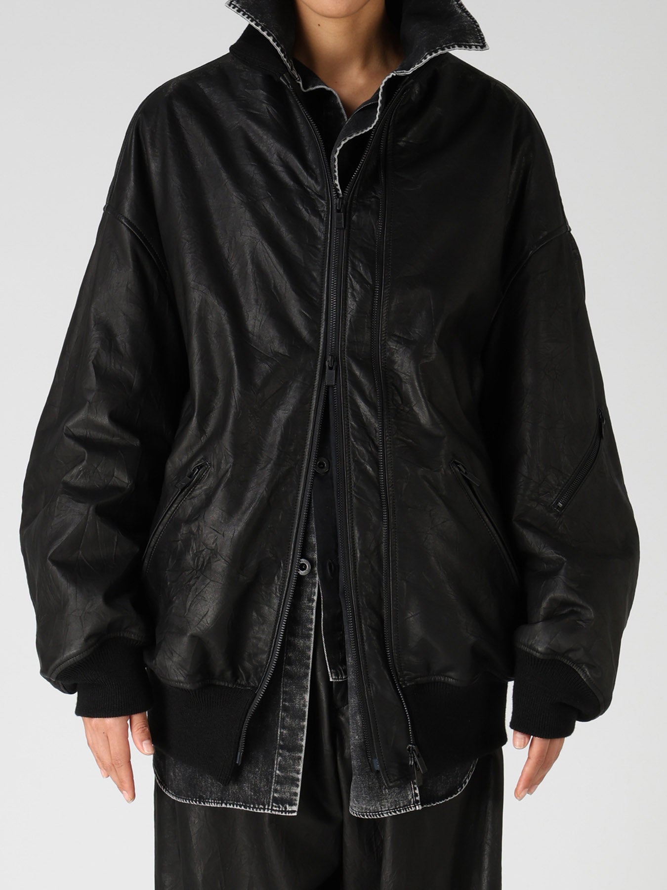 SOFT LEATHER DOUBLE ZIP BLOUSON