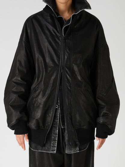 SOFT LEATHER DOUBLE ZIP BLOUSON
