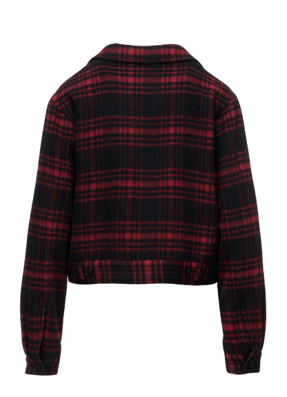 SHAGGY PLAID BLOUSON