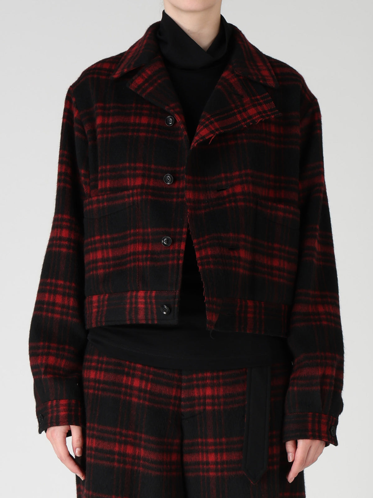SHAGGY PLAID BLOUSON
