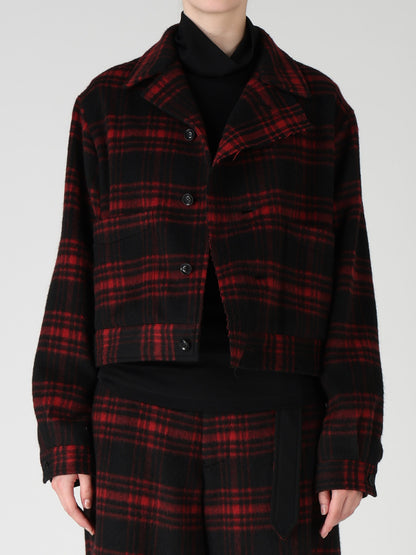SHAGGY PLAID BLOUSON