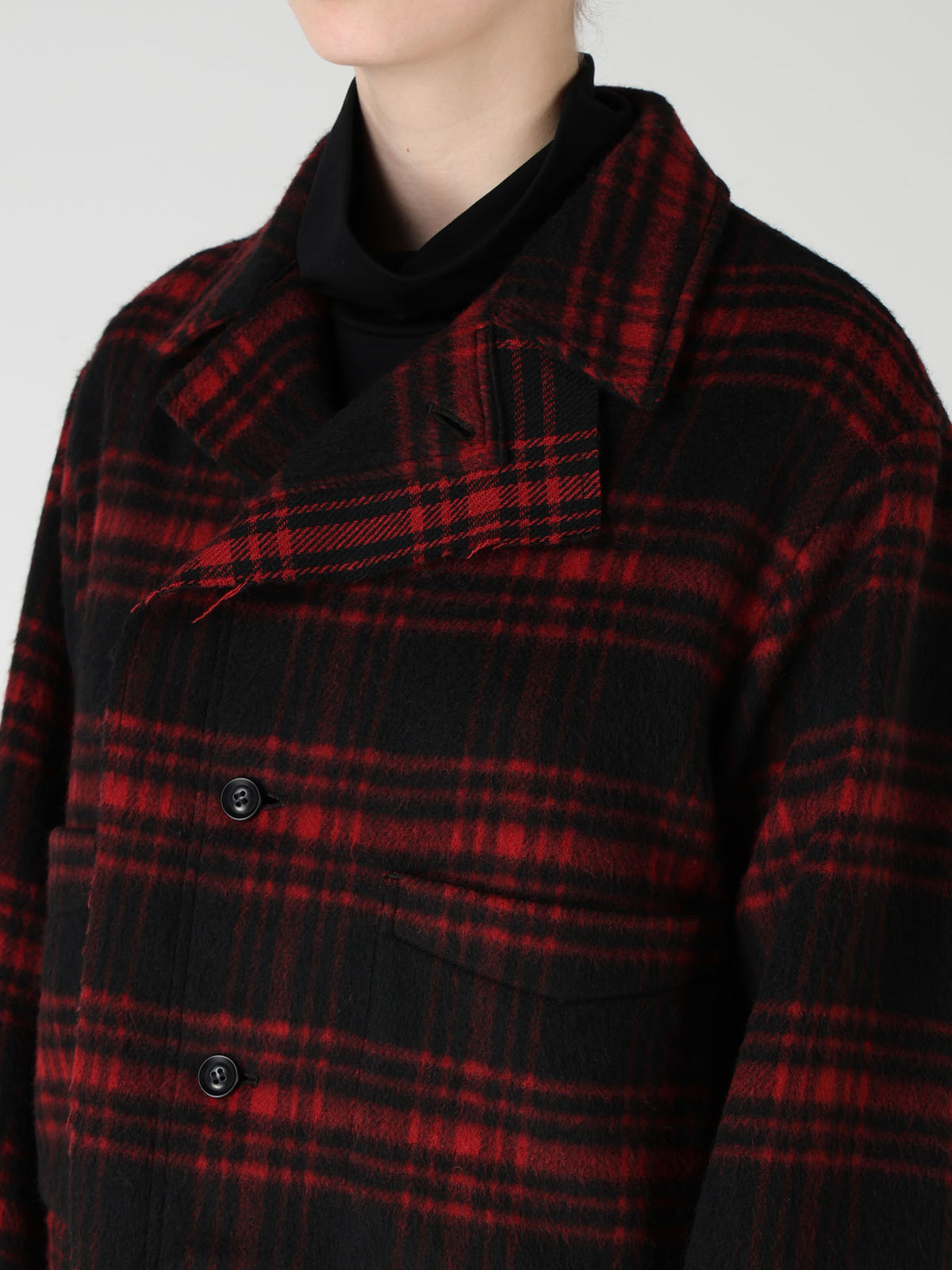 SHAGGY PLAID BLOUSON