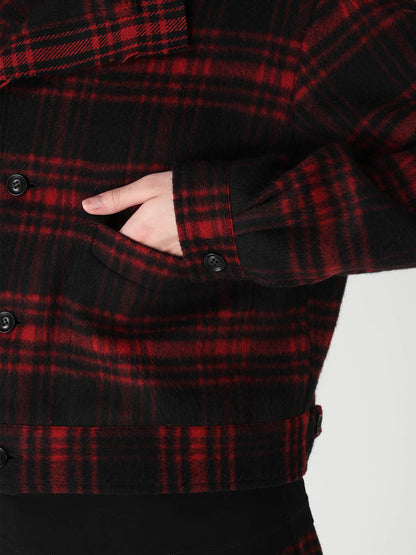 SHAGGY PLAID BLOUSON