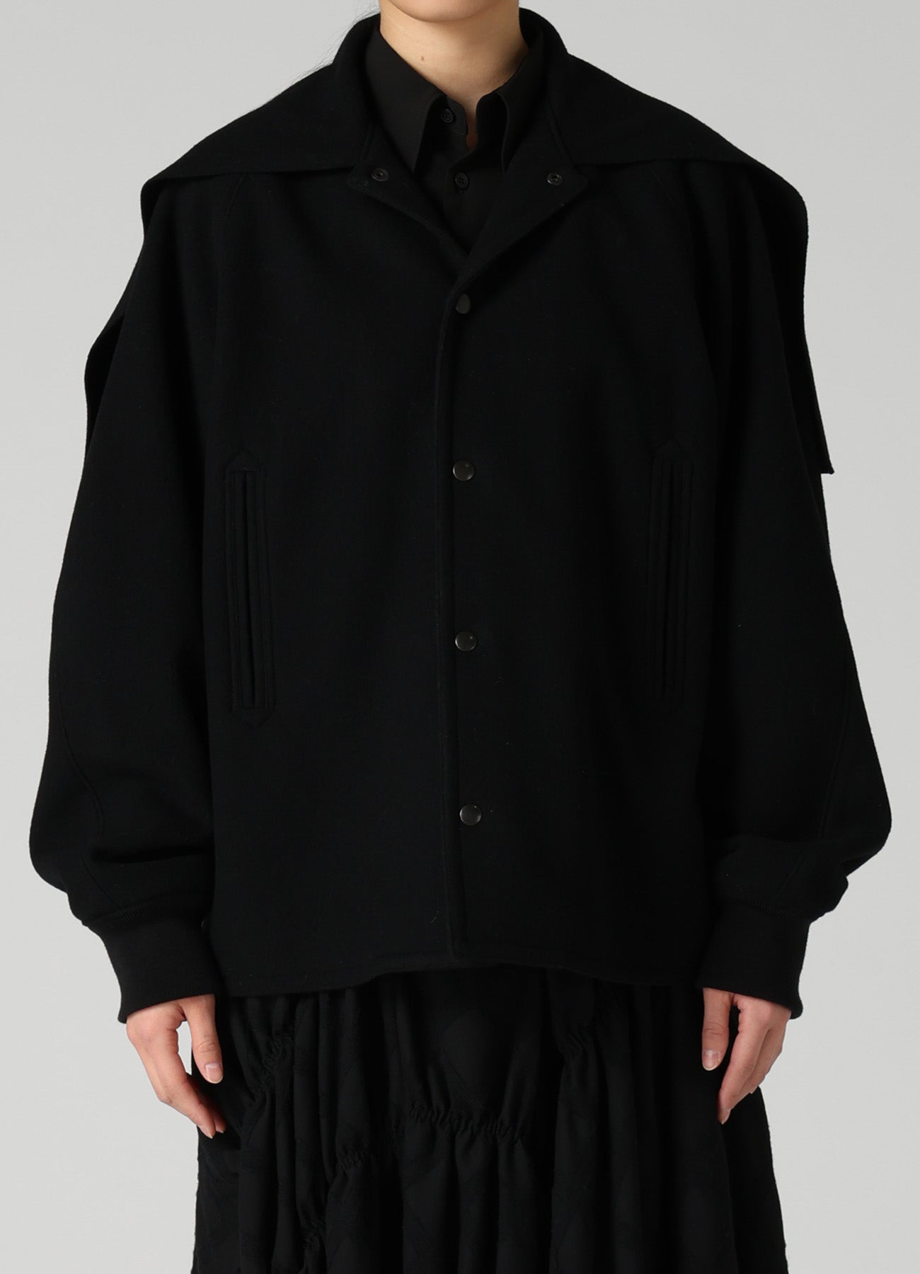 CASHMERE KNIT FLEECE SAILOR COLLAR JACKET