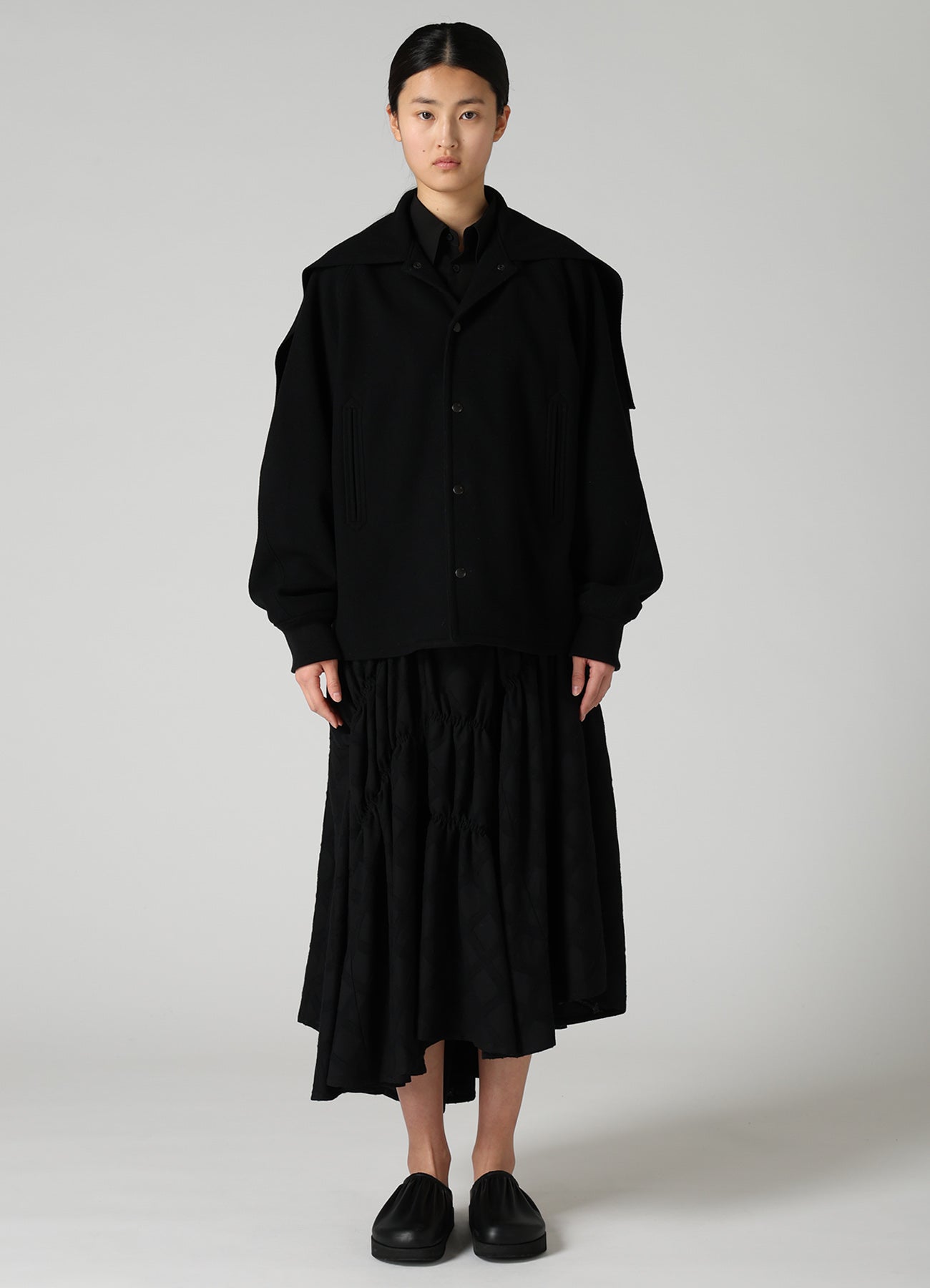 CASHMERE KNIT FLEECE SAILOR COLLAR JACKET