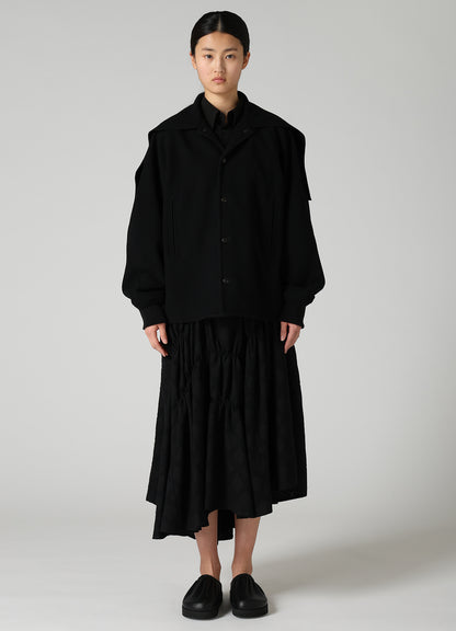 CASHMERE KNIT FLEECE SAILOR COLLAR JACKET