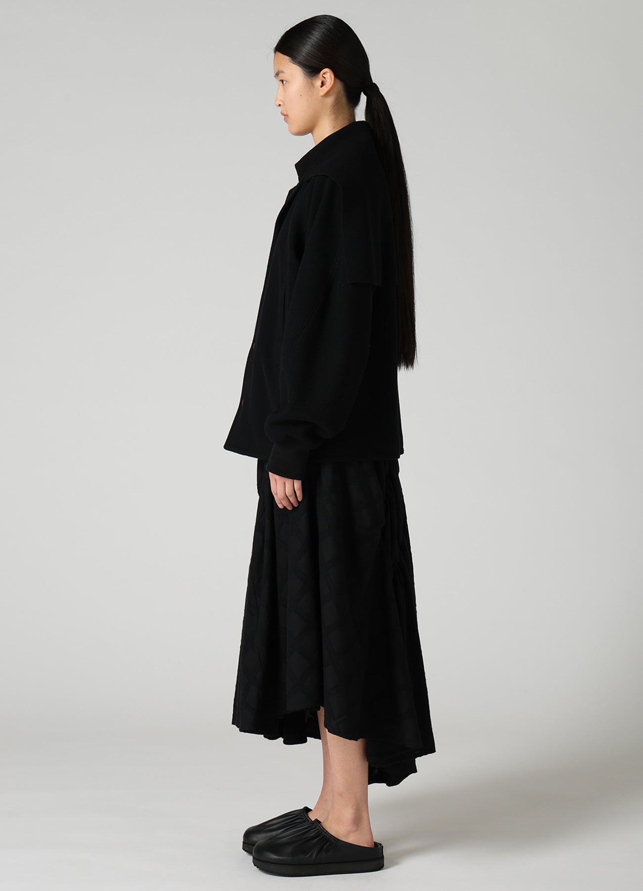 CASHMERE KNIT FLEECE SAILOR COLLAR JACKET