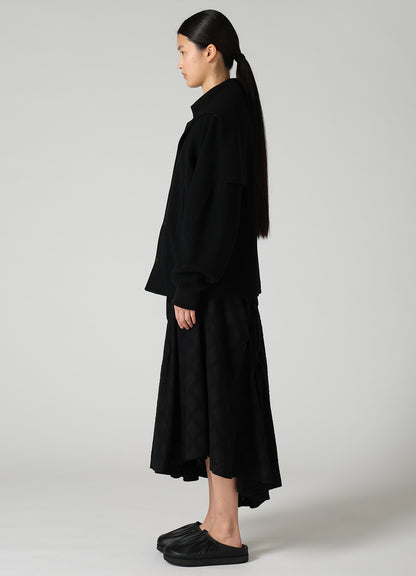 CASHMERE KNIT FLEECE SAILOR COLLAR JACKET