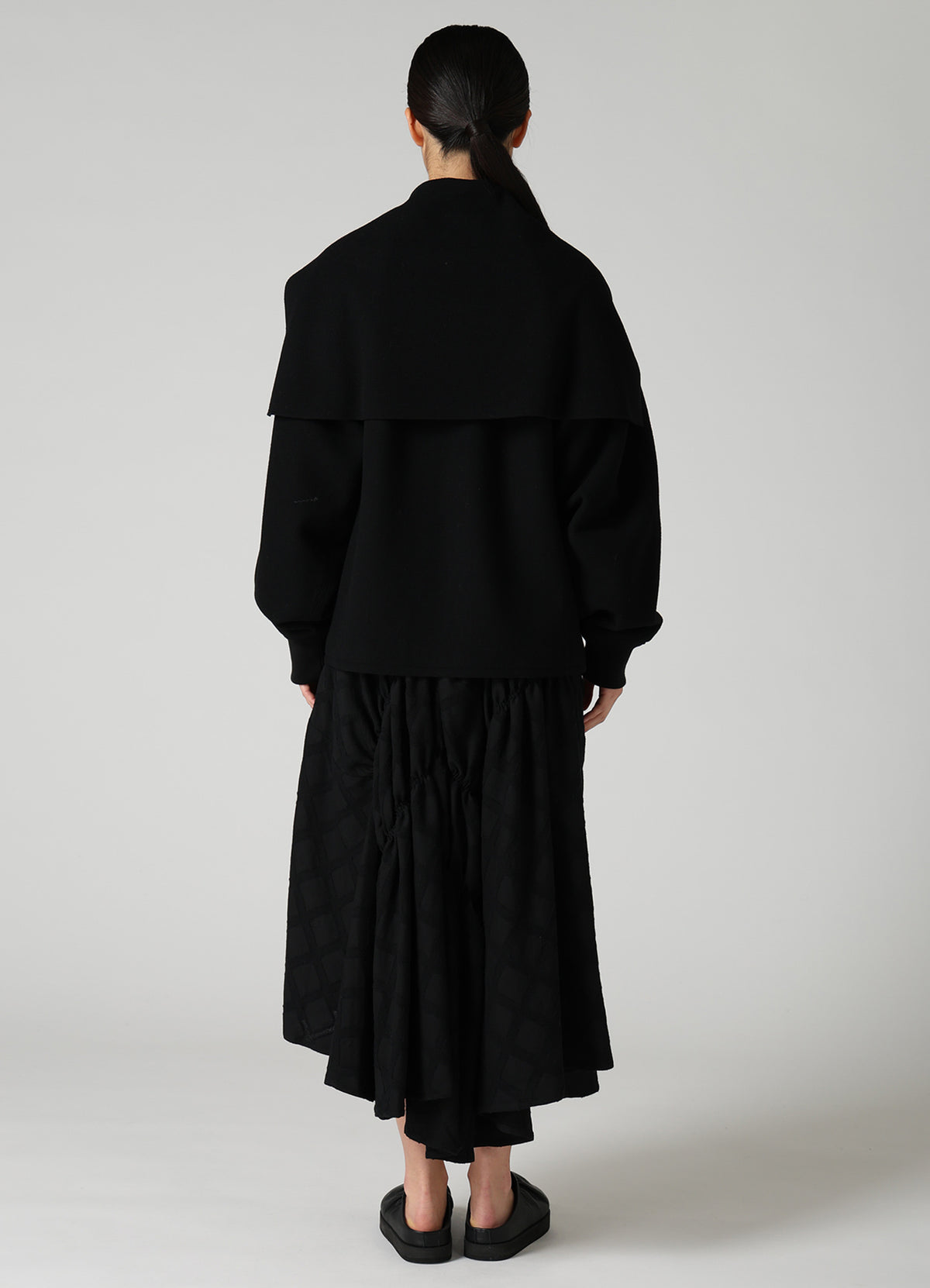 CASHMERE KNIT FLEECE SAILOR COLLAR JACKET