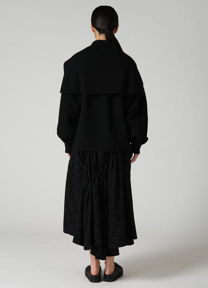 CASHMERE KNIT FLEECE SAILOR COLLAR JACKET