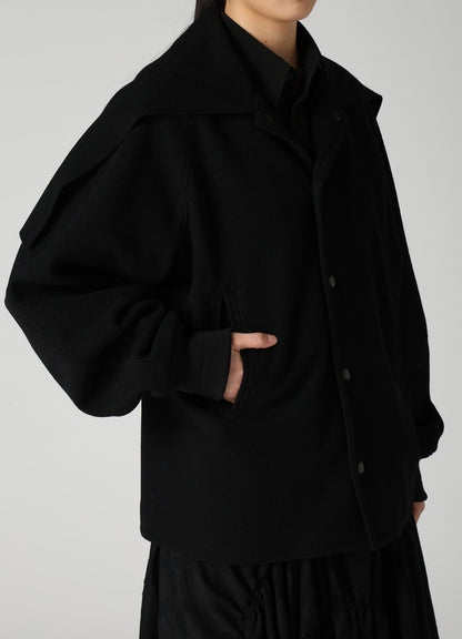 CASHMERE KNIT FLEECE SAILOR COLLAR JACKET